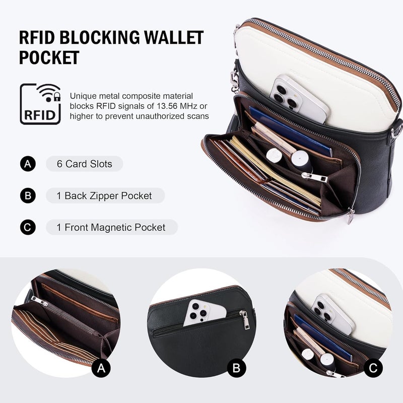 Roulens Crossbody Purse for Women Vegan Leather Medium Crossbody Wallet Bag for Travel Women Shoulder Handbags with Tassel - Image 3